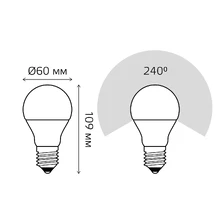 Светодиодная лампа Gauss A60 12W 1150Lm 3000K E27 102502112 6