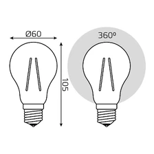 Светодиодная филаментная лампа Gauss A60 20W 1800Lm 2700K E27 102902120 7