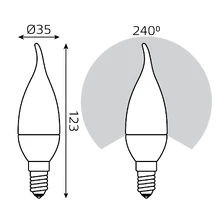 Светодиодная лампа Gauss Свеча на ветру 6W 420Lm 3000K E14 34116 6