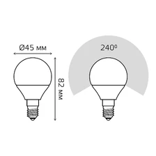 Светодиодная лампа Gauss Шар 12W 950Lm 6500K E14 53132 6