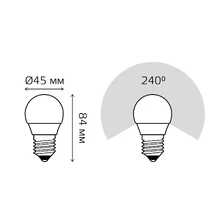 Светодиодная лампа Gauss Шар 9,5W 890Lm 3000K E27 105102110 7
