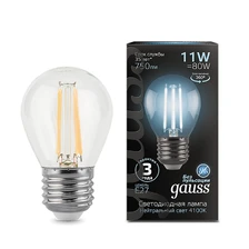 Светодиодная филаментная лампа Gauss Шар 11W 830Lm 4100K E27 105802211 1