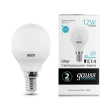 Светодиодная лампа Gauss Шар 12W 920Lm 4100K E14 53122 1