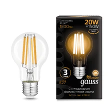 Светодиодная филаментная лампа Gauss A60 20W 1800Lm 2700K E27 102902120 1