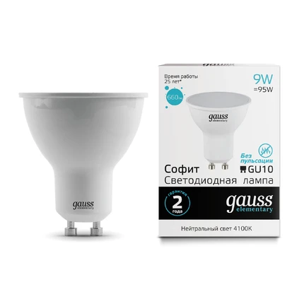 Светодиодная лампа Gauss Софит 9W 660Lm 4100K GU10 13629