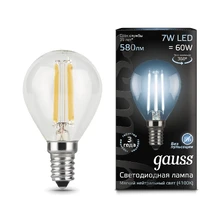 Светодиодная лампа Gauss Шар 7W 580Lm 4100K E14 105801207 1
