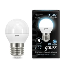 Светодиодная лампа Gauss Шар 9,5W 950Lm 4100K E27 105102210 1