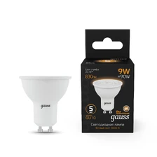 Светодиодная лампа Gauss Софит 9W 830Lm 3000K GU10 101506109 1