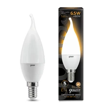 Светодиодная лампа Gauss Свеча 6,5W 520Lm 3000K E14 104101107 1