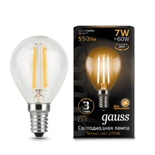 Светодиодная лампа Gauss Шар 7W 550Lm 2700K E14 105801107 1
