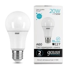 Светодиодная лампа Gauss A60 20W 1600Lm 4100K E27 23229 1