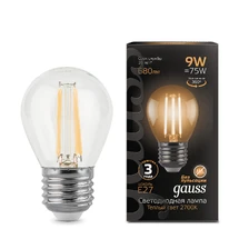 Светодиодная лампа Gauss Шар 9W 680Lm 2700K E27 105802109 1