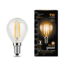 Светодиодная лампа Gauss Шар 9W 680Lm 2700K E14 105801109 1