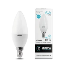 Светодиодная лампа Gauss Свеча 6W 450Lm 4100K E14 33126 1